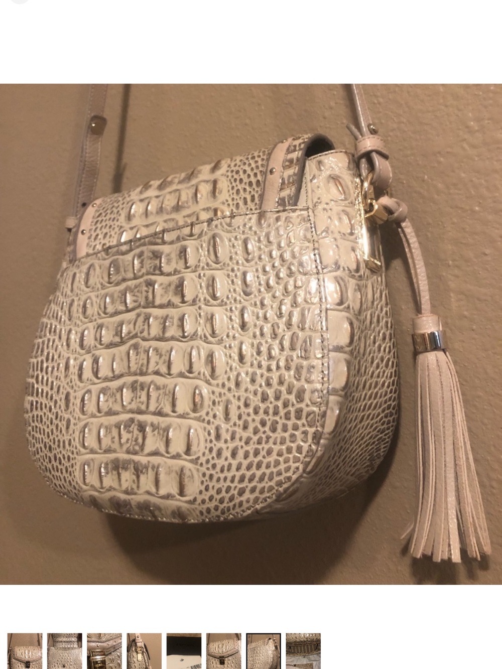 Brahmin Lizzie Croc-Embossed Crossbody - Silver Birch Birchside - Picture 2 of 7